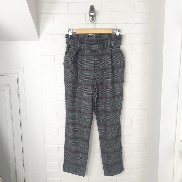 Hollister Soft Flannel Plaid Belted Straight Leg Pants - Picture 1 of 14